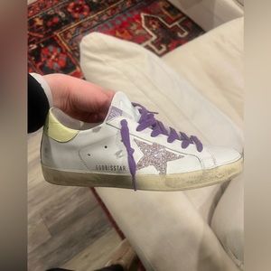 Golden goose yellow and purple sneakers size 38